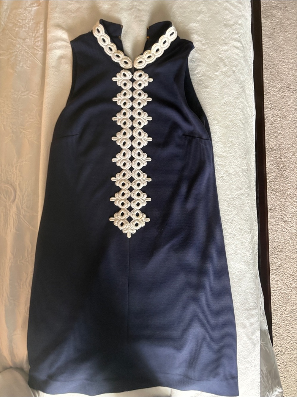 Lilly Pulitzer Navy Shift Dress with White Embroidered Trim